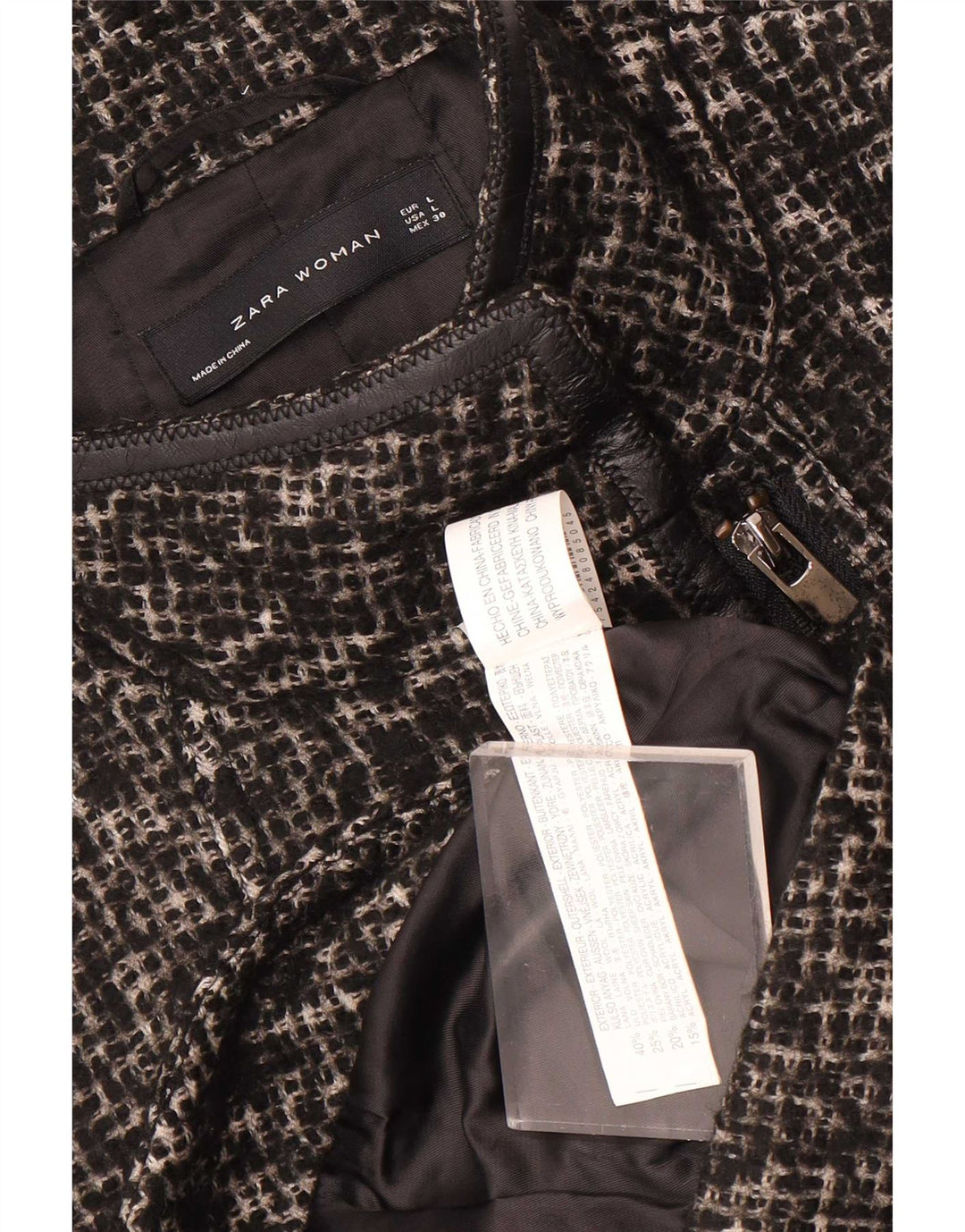 Zara Womens Full Zip Blazer Jacket UK 14 Large Black Wool
