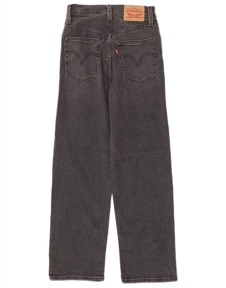 Levi's Womens Ribcage Straight Jeans W23 L27 Grey Cotton
