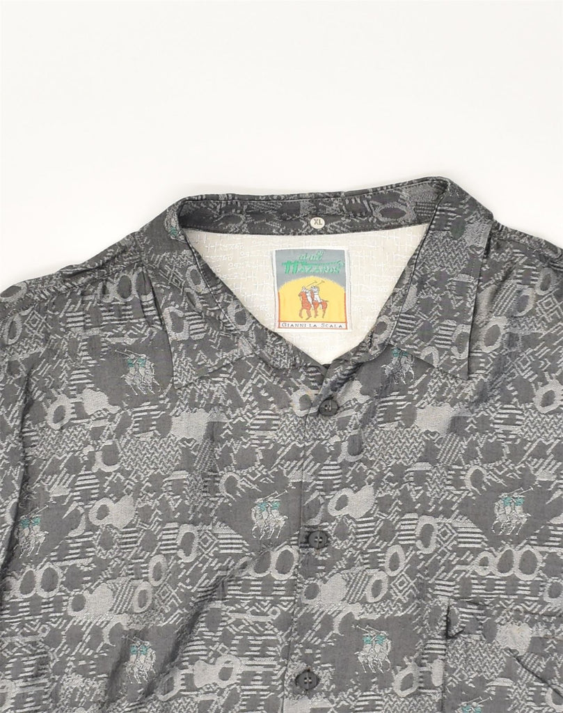 VINTAGE Mens Crazy Pattern Shirt XL Grey Geometric Cotton | Vintage Vintage | Thrift | Second-Hand Vintage | Used Clothing | Messina Hembry 