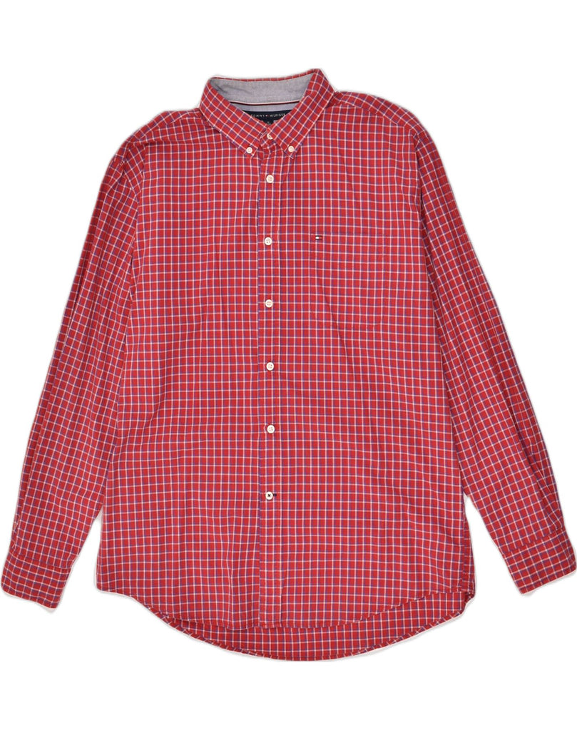 TOMMY HILFIGER Mens Tall Classic Fit Shirt XL Red Check Cotton | Vintage Tommy Hilfiger | Thrift | Second-Hand Tommy Hilfiger | Used Clothing | Messina Hembry 