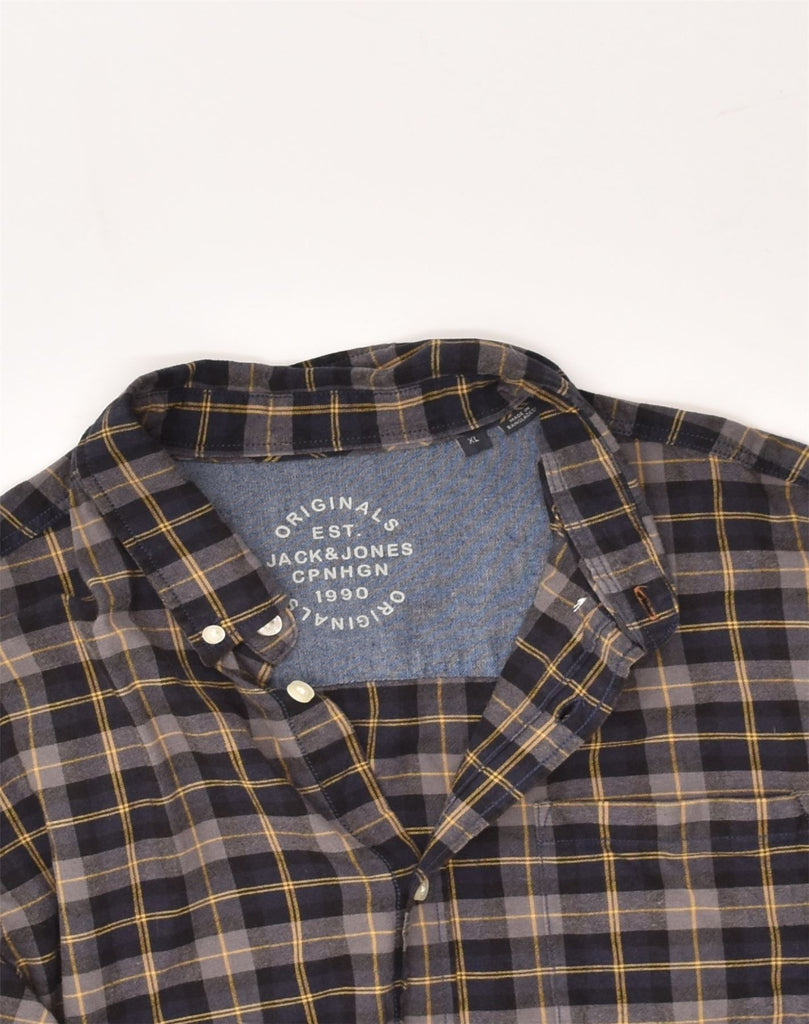 JACK & JONES Mens Shirt XL Grey Check Cotton | Vintage Jack & Jones | Thrift | Second-Hand Jack & Jones | Used Clothing | Messina Hembry 