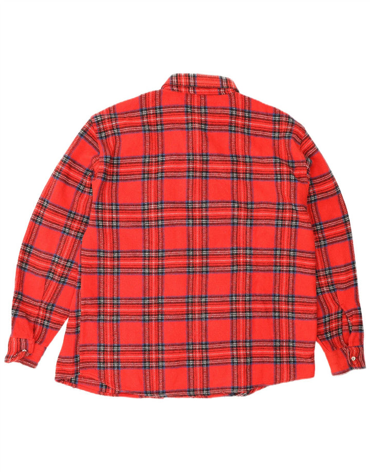 Vintage Mens Flannel Shirt Large Red Check