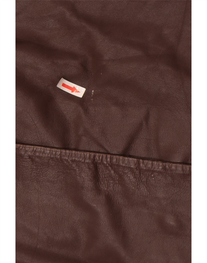 Vintage Womens Leather Coat IT 46 Large Brown Leather