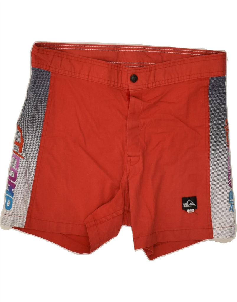 QUIKSILVER Mens Graphic Casual Shorts W35 Large Red Colourblock Cotton | Vintage Quiksilver | Thrift | Second-Hand Quiksilver | Used Clothing | Messina Hembry 