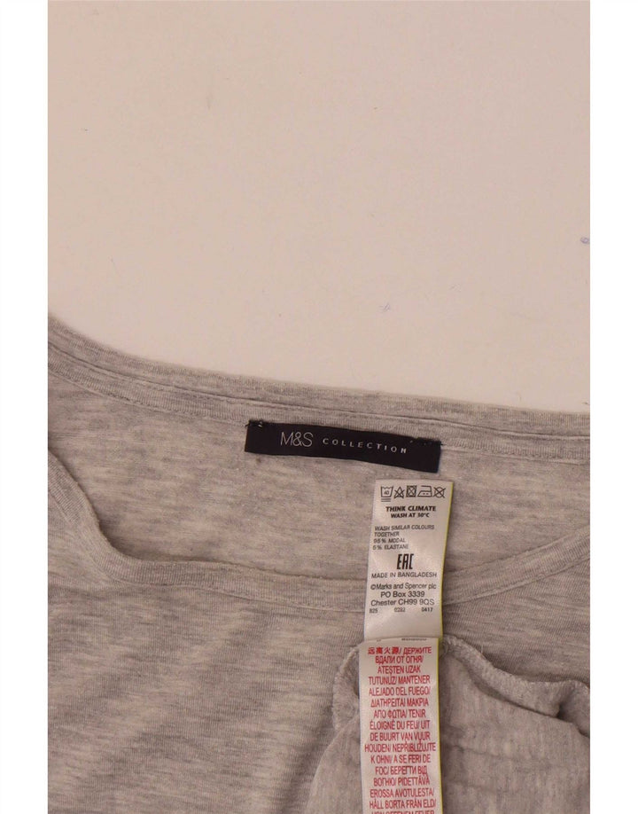Marks & Spencer Womens Top Long Sleeve UK 14 Medium Grey Modal