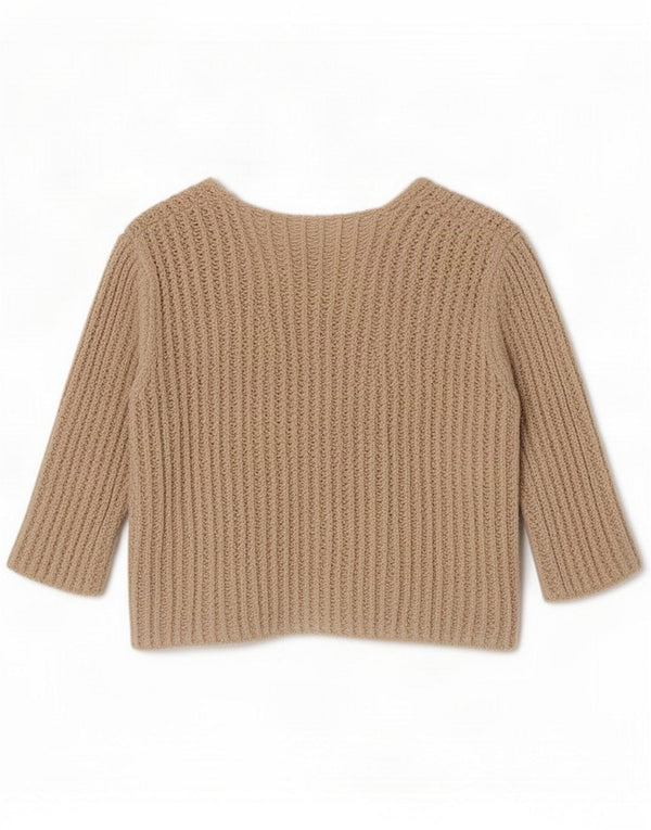 Vintage Womens 3/4 Sleeve Bolero Jumper UK 8 Small Beige