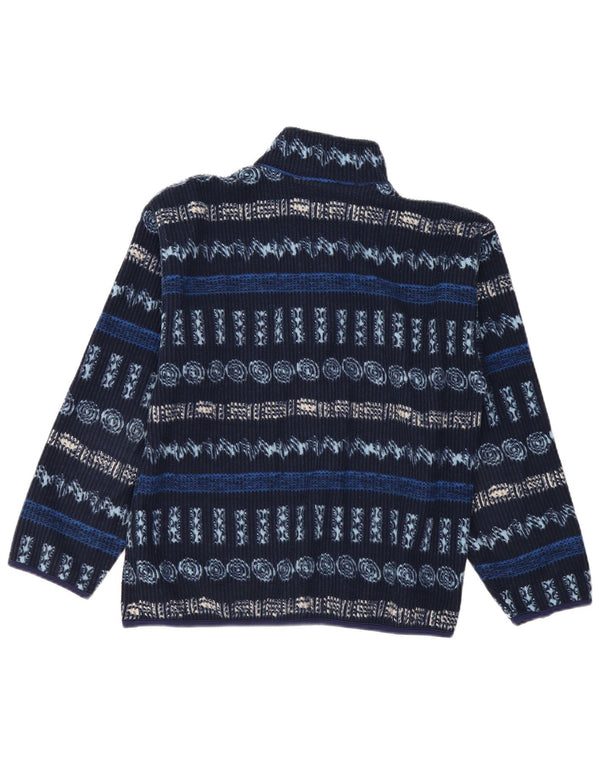 Invicta Mens Zip Neck Fleece Jumper Small Navy Blue Geometric Polyester