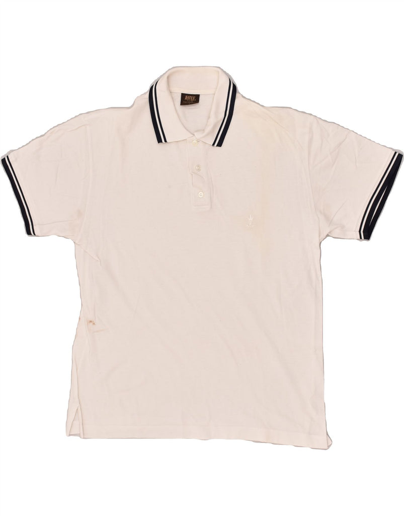 RIFLE Mens Polo Shirt Large Off White | Vintage Rifle | Thrift | Second-Hand Rifle | Used Clothing | Messina Hembry 