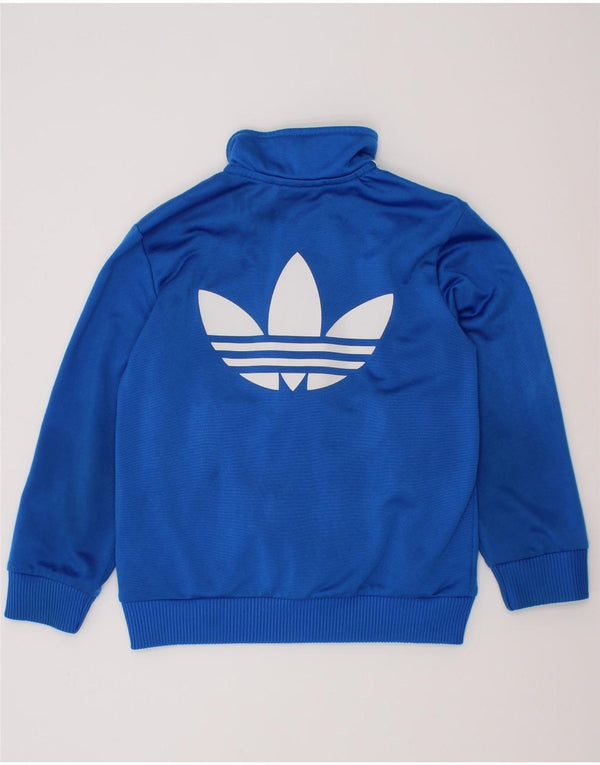 Adidas Boys Graphic Tracksuit Top Jacket 6-7 Years Blue Polyester