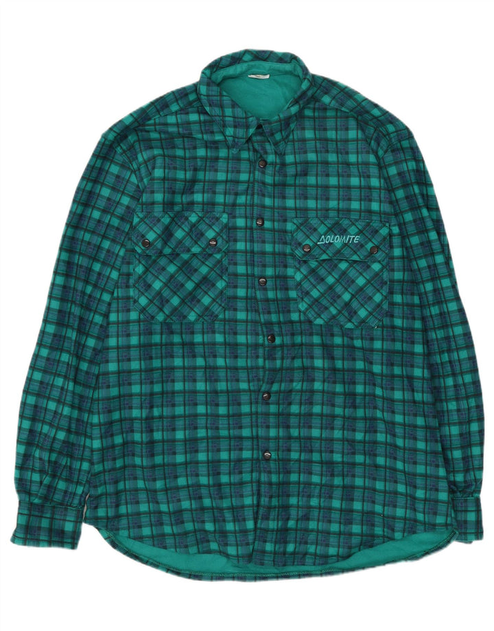 DOLOMITE Mens Flannel Shirt Medium Green Check Polyester