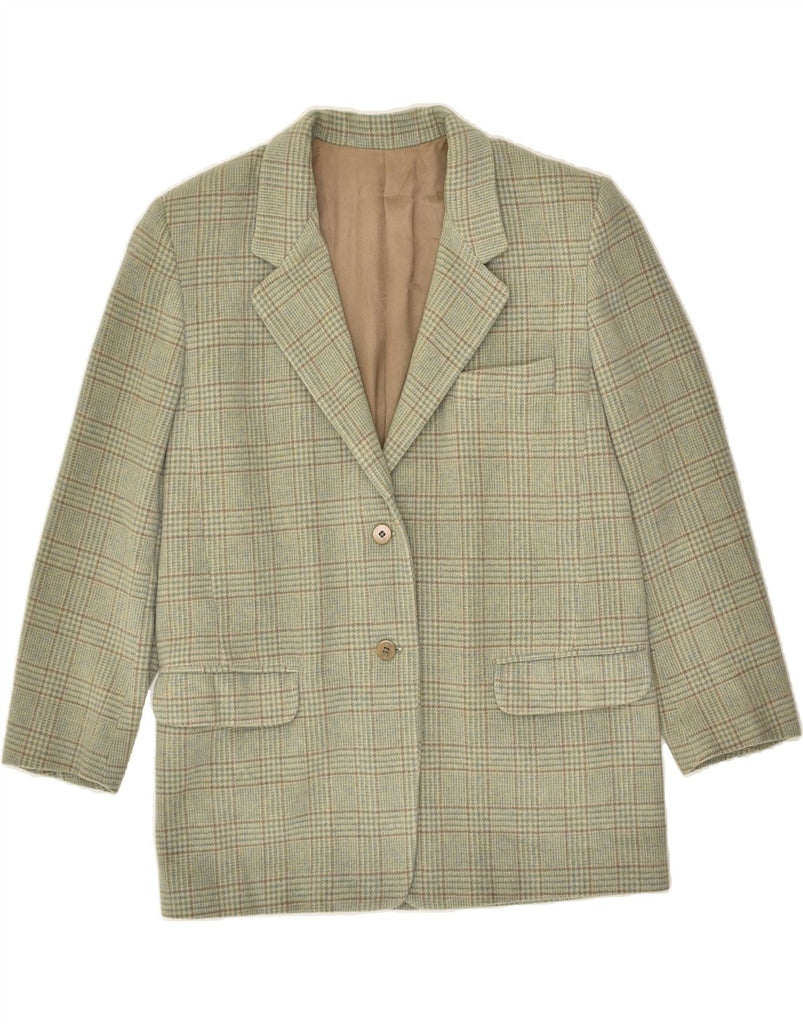 VINTAGE Womens 2 Button Blazer Jacket IT 46 Large Green Check Wool | Vintage Vintage | Thrift | Second-Hand Vintage | Used Clothing | Messina Hembry 