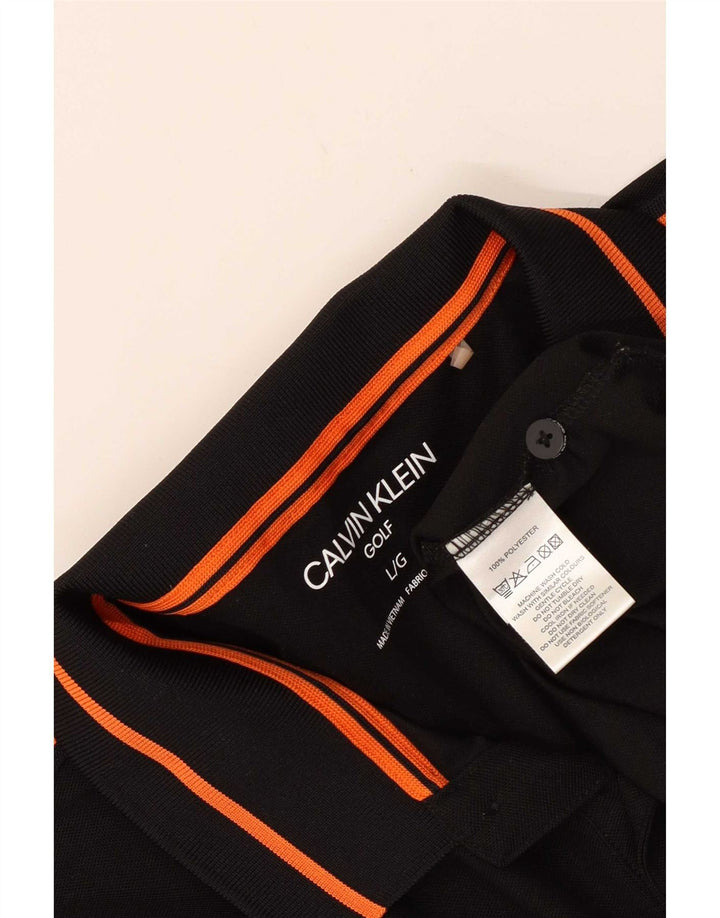 Calvin Klein Mens Golf Polo Shirt Large Black Polyester