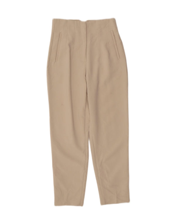 Zara Womens Tapered High Waist Casual Trousers Small W28 L28 Beige