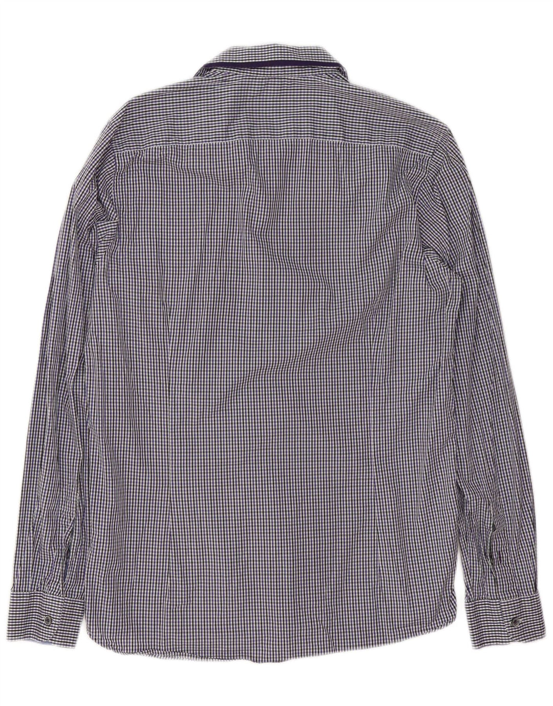 Ted Baker Mens Shirt Size 3 Medium Blue Gingham Cotton