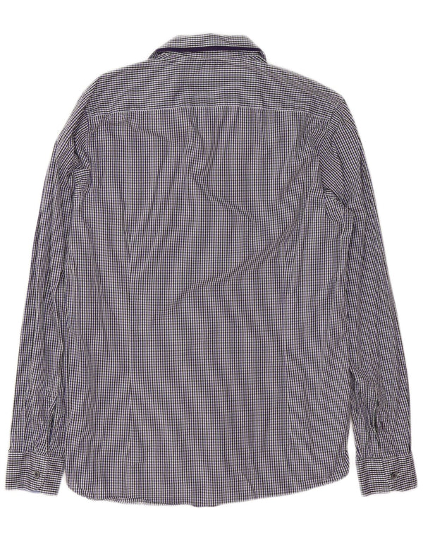 Ted Baker Mens Shirt Size 3 Medium Blue Gingham Cotton