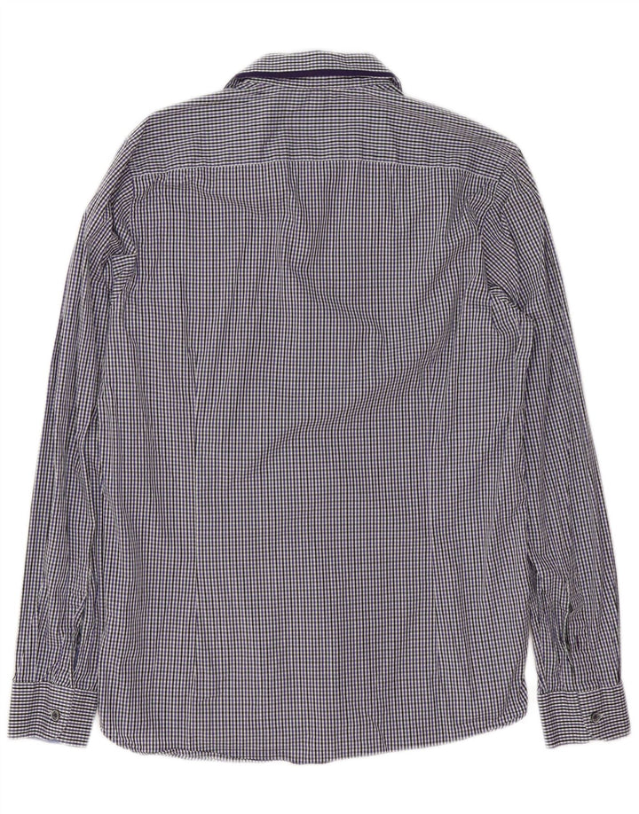 Ted Baker Mens Shirt Size 3 Medium Blue Gingham Cotton