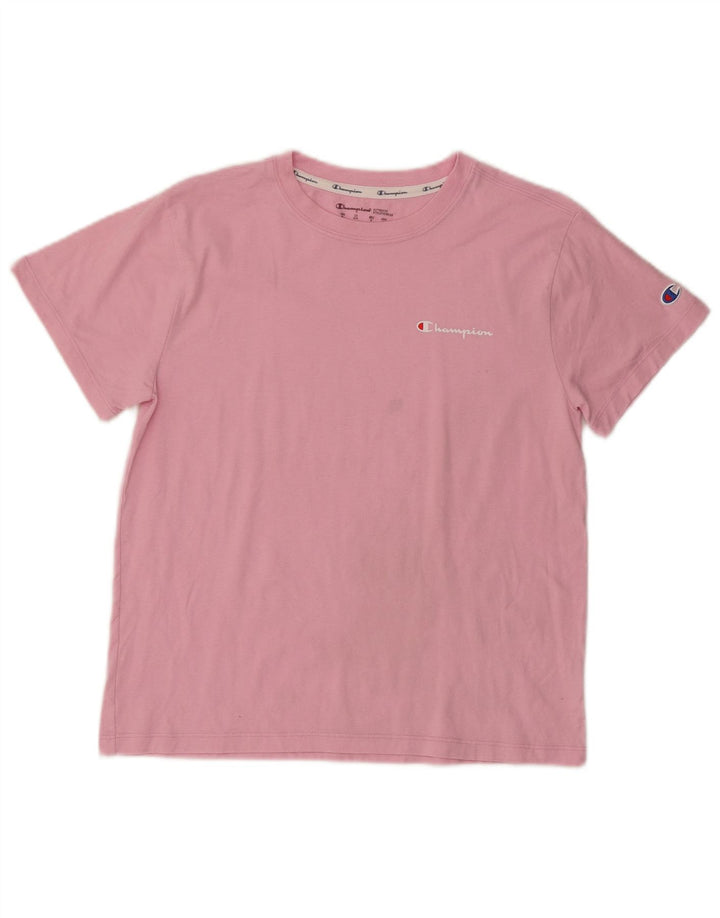 Champion Womens T-Shirt Top UK 12 Medium Pink Cotton