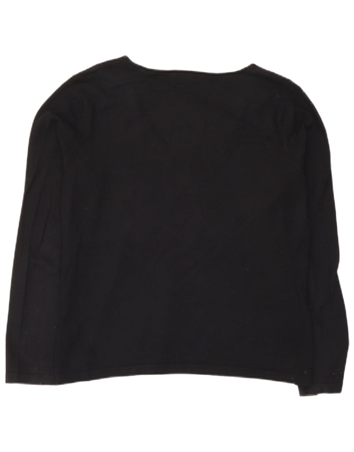 Marks & Spencer Womens Top Long Sleeve UK 14 Medium Black Viscose