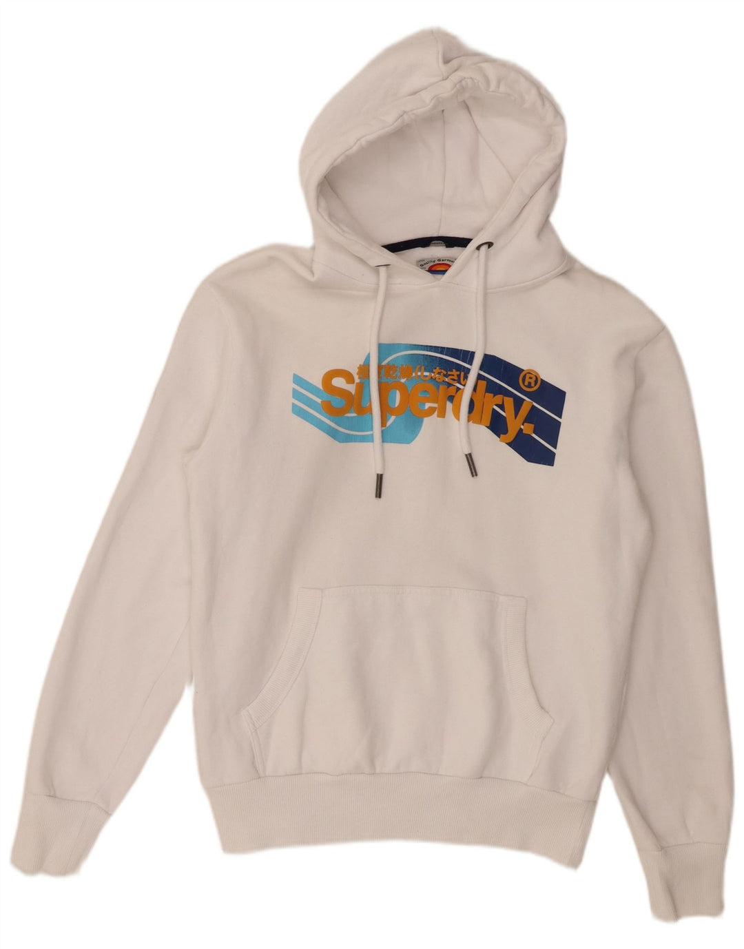 Superdry Mens Graphic Hoodie Jumper Large White Cotton