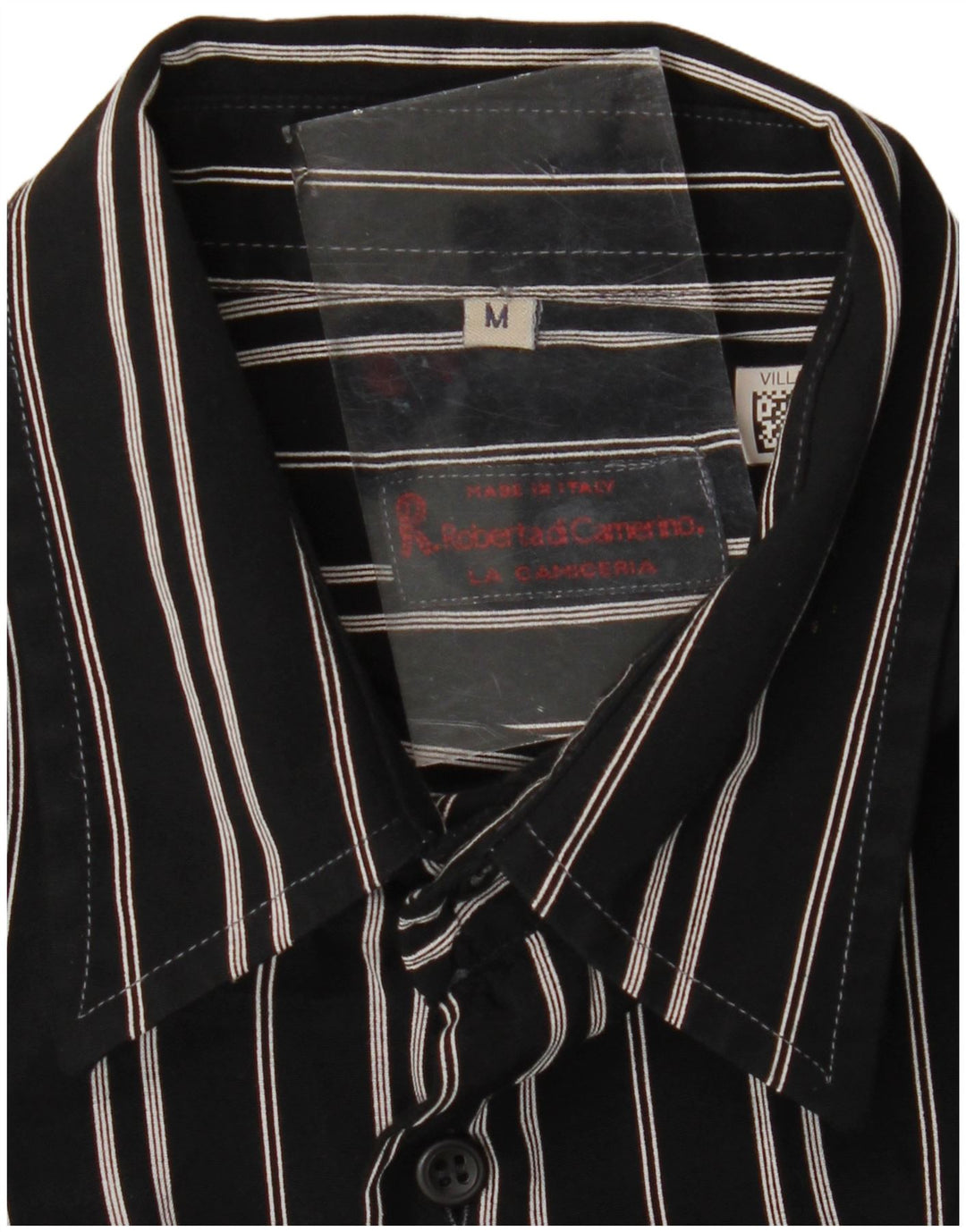 Roberta di Camerino Mens Shirt Medium Black Striped
