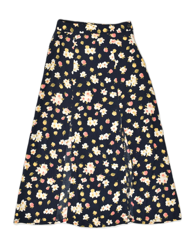 STEFANEL Womens A-Line Skirt IT 40 Small W26 Black Floral Viscose | Vintage Stefanel | Thrift | Second-Hand Stefanel | Used Clothing | Messina Hembry 