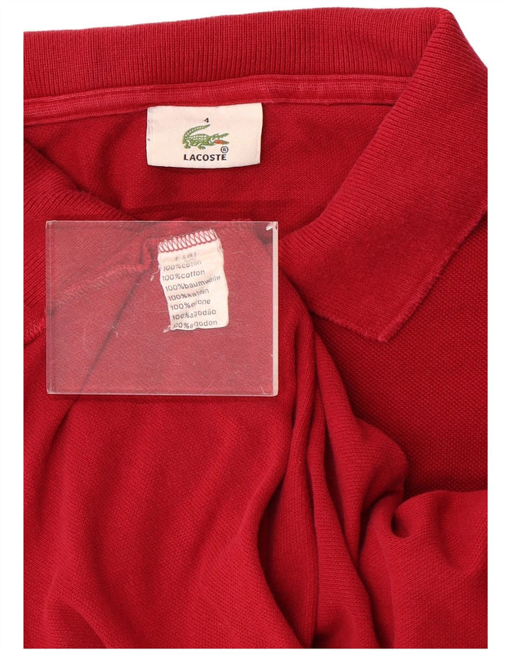 Lacoste Mens Long Sleeve Polo Shirt Size 4 Medium Red Cotton