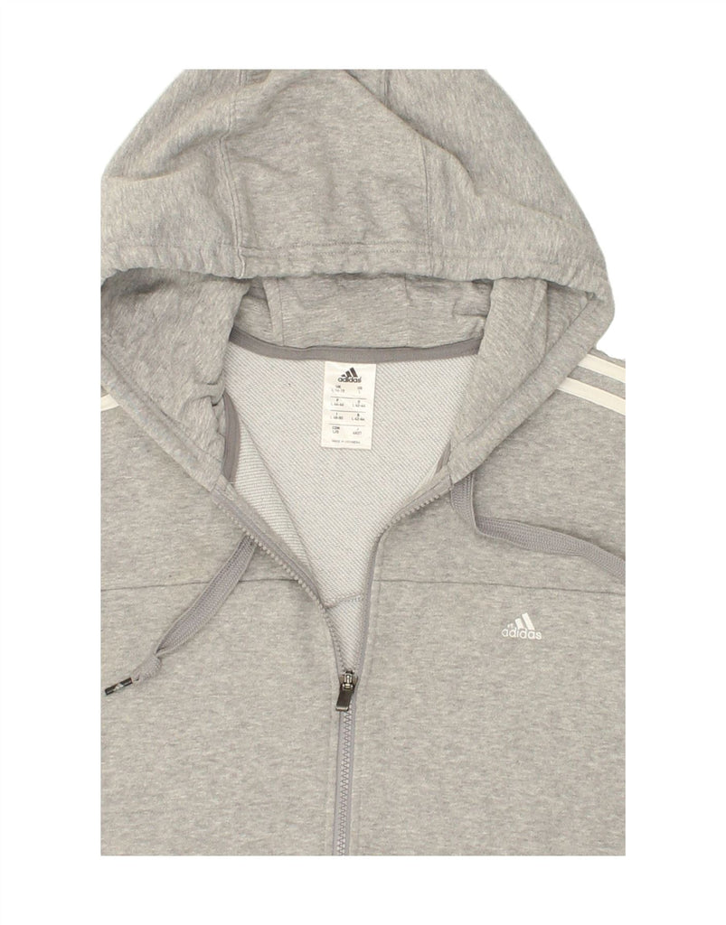 ADIDAS Womens Zip Hoodie Sweater UK 16/18 Large Grey Cotton Vintage Adidas and Second-Hand Adidas from Messina Hembry 