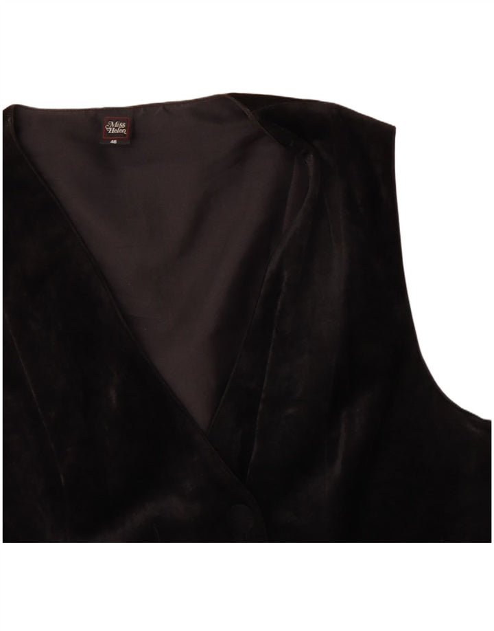 Vintage Womens Double Breasted Waistcoat IT 46 Large Black Acetate