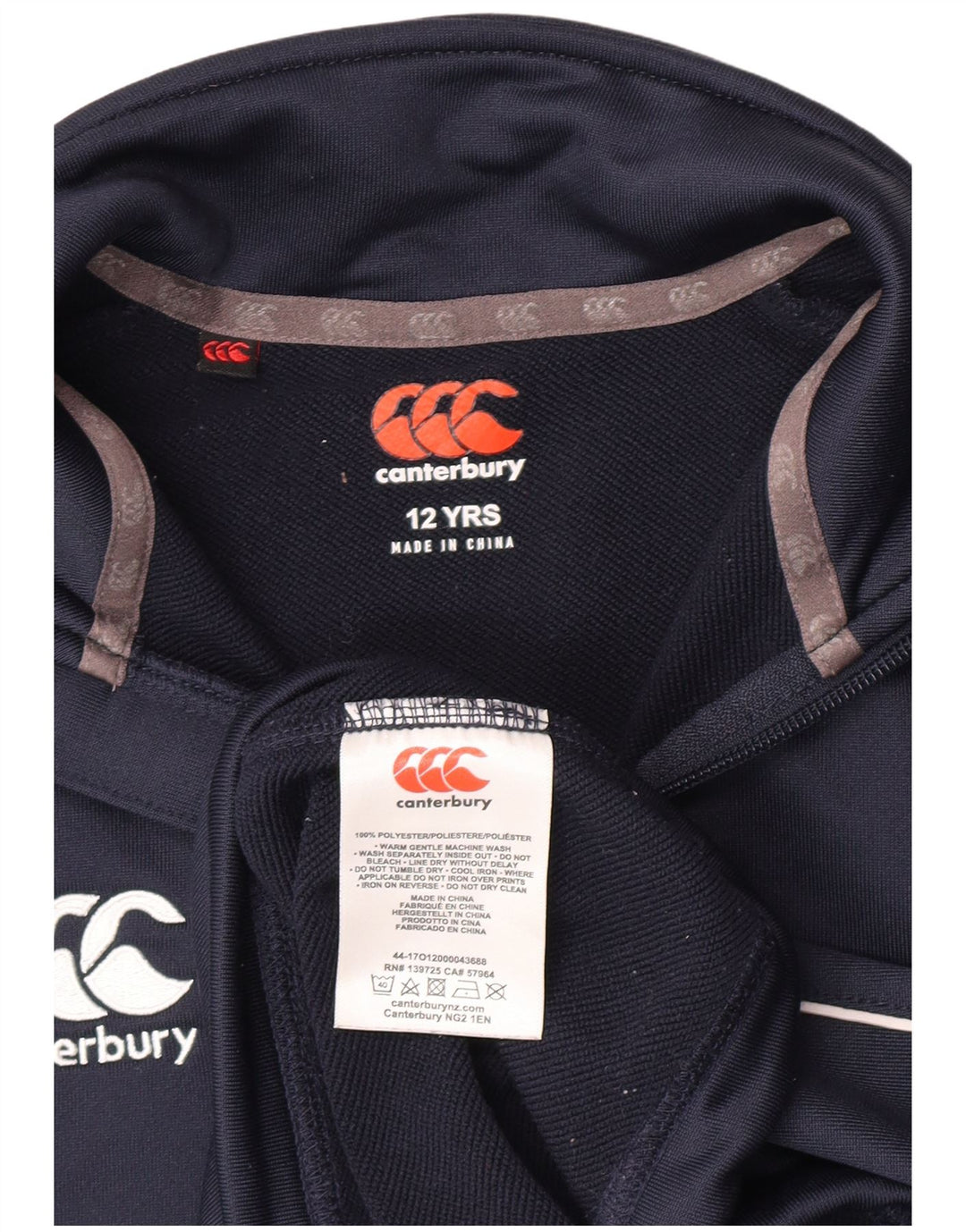 Canterbury Boys Zip Neck Sweatshirt Jumper 11-12 Years Navy Blue Polyester