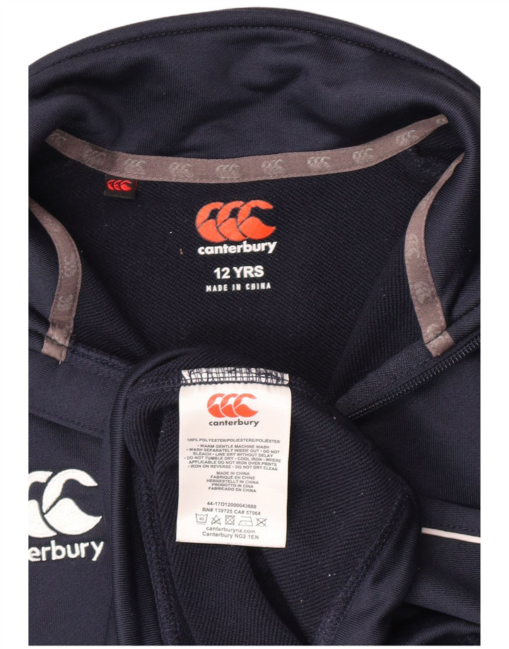 Canterbury Boys Zip Neck Sweatshirt Jumper 11-12 Years Navy Blue Polyester