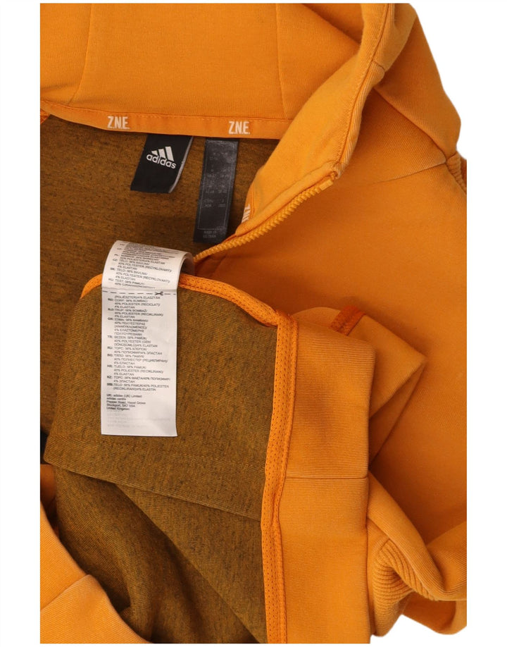 ADIDAS Womens Zip Hoodie Sweater UK 12/14 Medium Orange Polyester