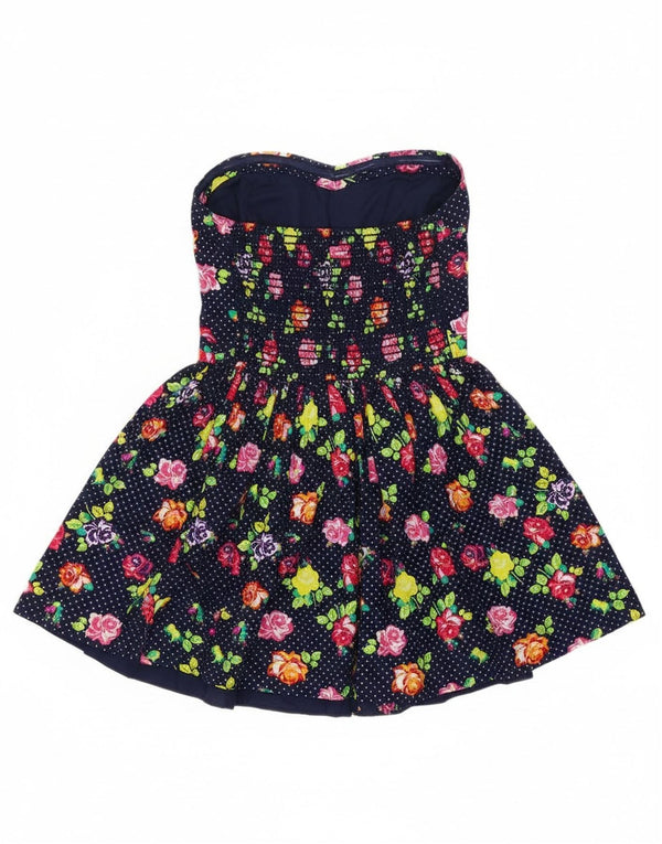 Superdry Womens Sleeveless Tunic Top UK 8 Small Navy Blue Floral Cotton