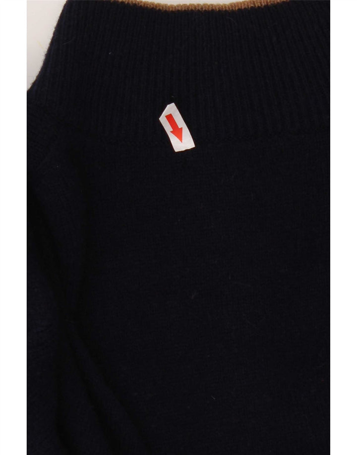 Musto Mens Zip Neck Jumper Sweater Large Navy Blue Lambswool
