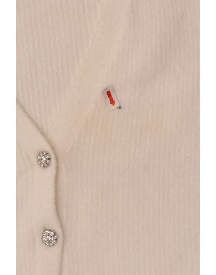 Zara Womens Crop Cardigan Sweater UK 12 Medium White Nylon