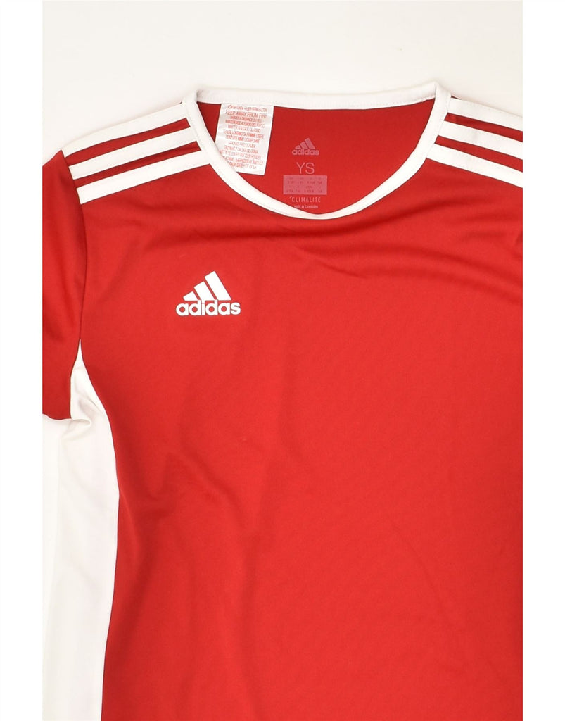 ADIDAS Boys Climalite T-Shirt Top 9-10 Years Red Polyester | Vintage Adidas | Thrift | Second-Hand Adidas | Used Clothing | Messina Hembry 