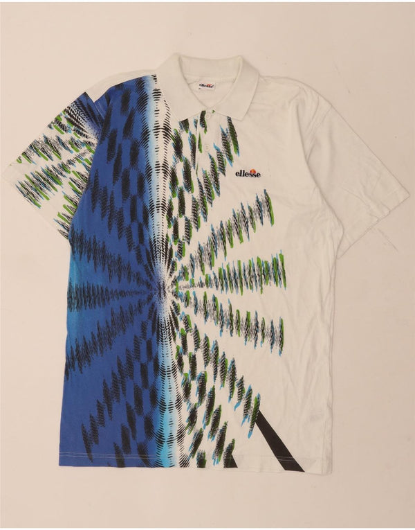 Ellesse Mens Polo Shirt IT 48 Medium White Tie Dye Cotton