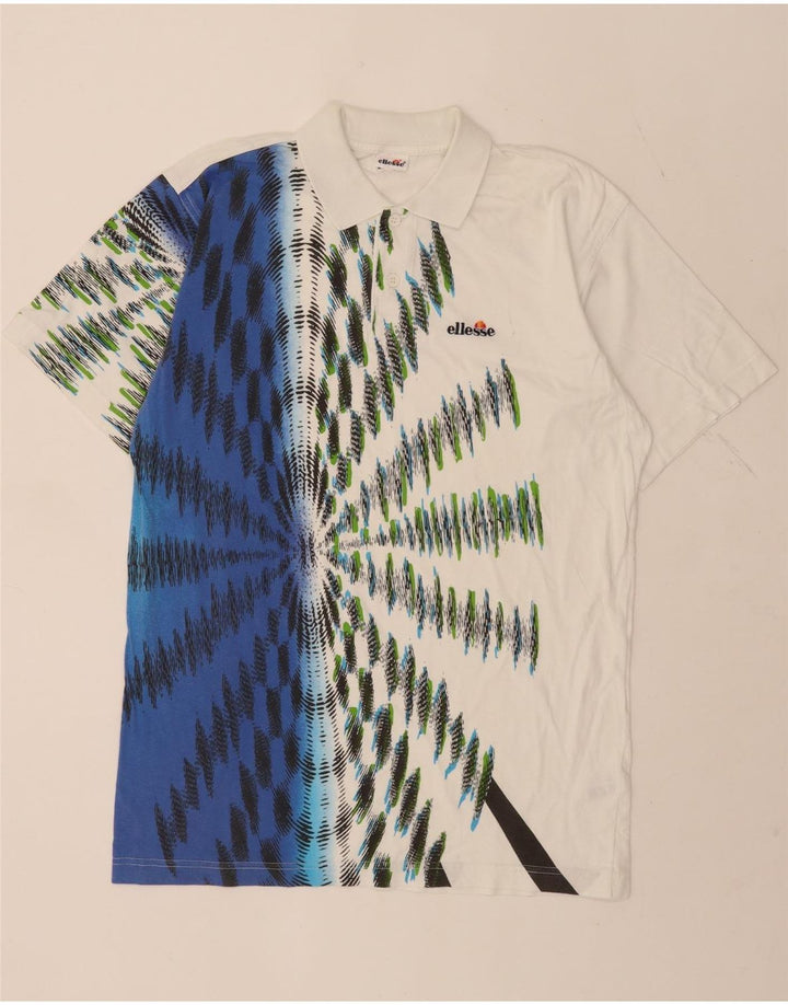 Ellesse Mens Polo Shirt IT 48 Medium White Tie Dye Cotton