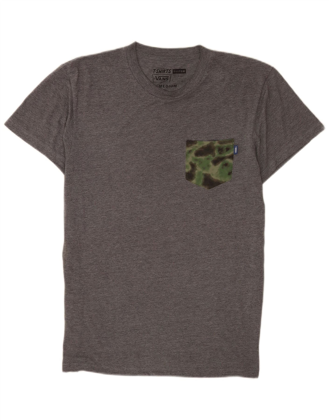 Vans Mens Custom Fit T-Shirt Top Medium Grey Flecked Cotton