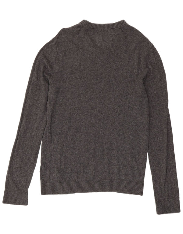Abercrombie & Fitch Mens V-Neck Jumper Sweater Medium Grey Cotton