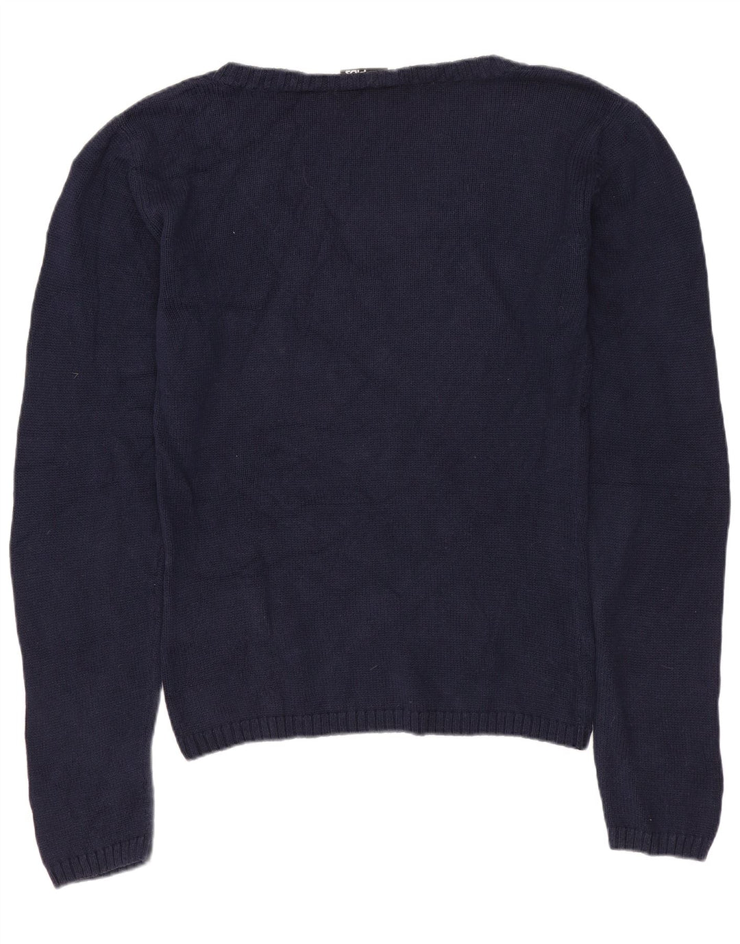 Fila Womens V-Neck Jumper Sweater UK 14 Medium Navy Blue Cotton