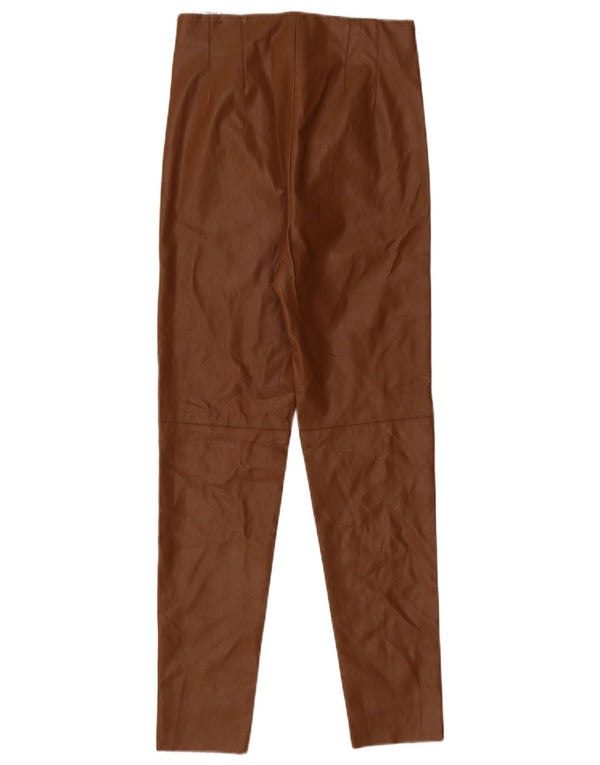 Zara Womens Skinny Faux Leather Trousers Medium W28 L27 Brown Polyester