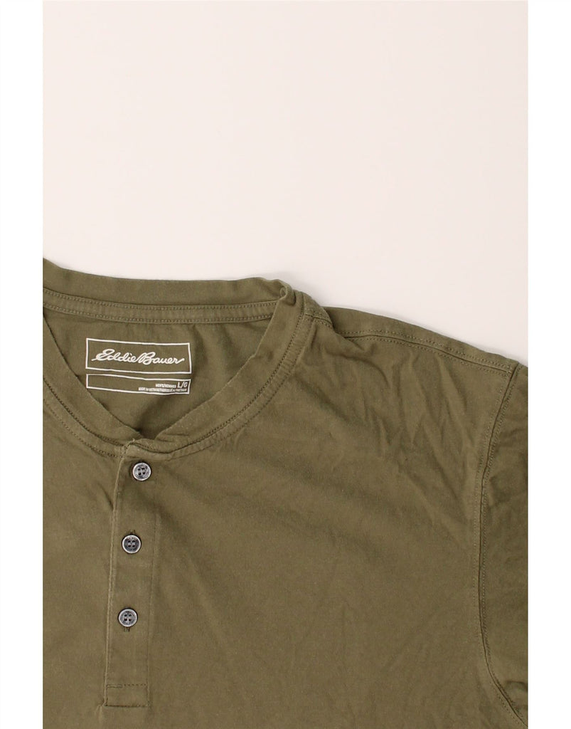 EDDIE BAUER Mens T-Shirt Top Large Khaki Cotton Vintage Eddie Bauer and Second-Hand Eddie Bauer from Messina Hembry 