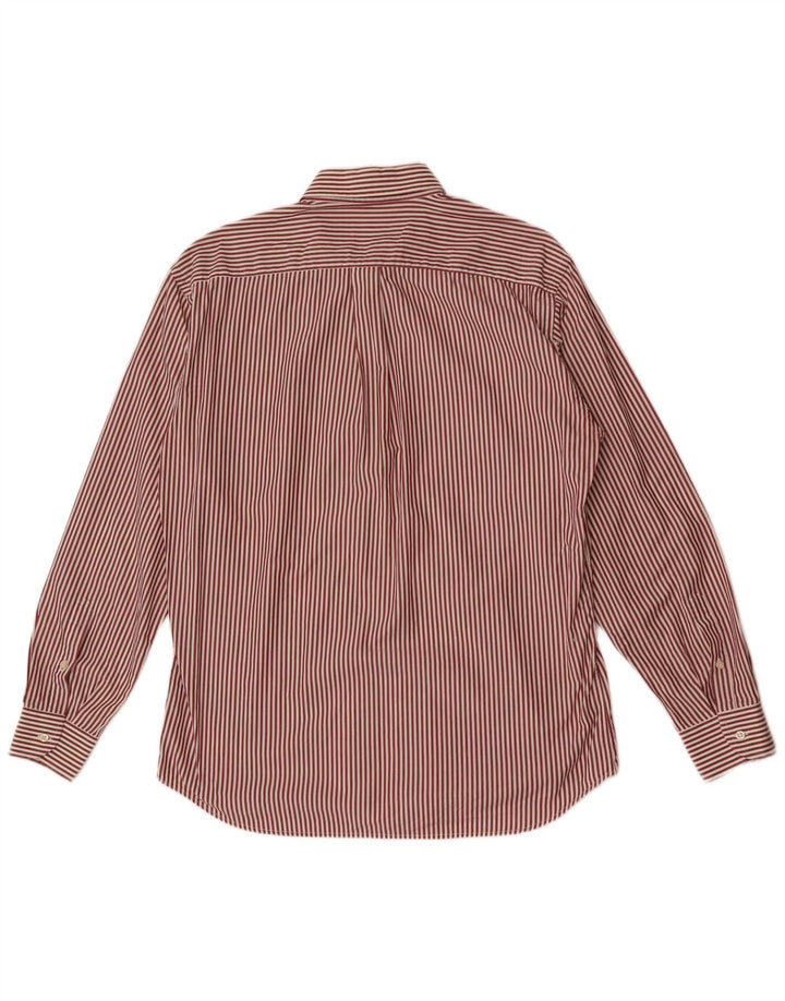 Navigare Mens Shirt Large Red Pinstripe Cotton