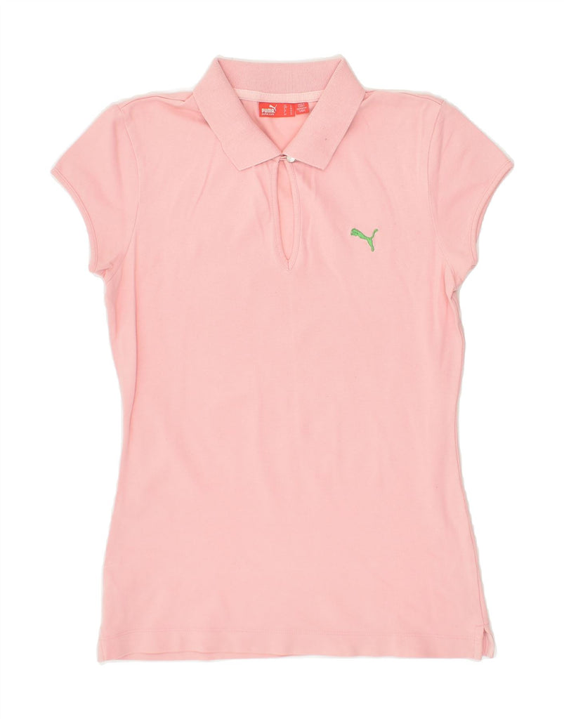 PUMA Womens Polo Shirt UK 14 Medium Pink Cotton | Vintage Puma | Thrift | Second-Hand Puma | Used Clothing | Messina Hembry 