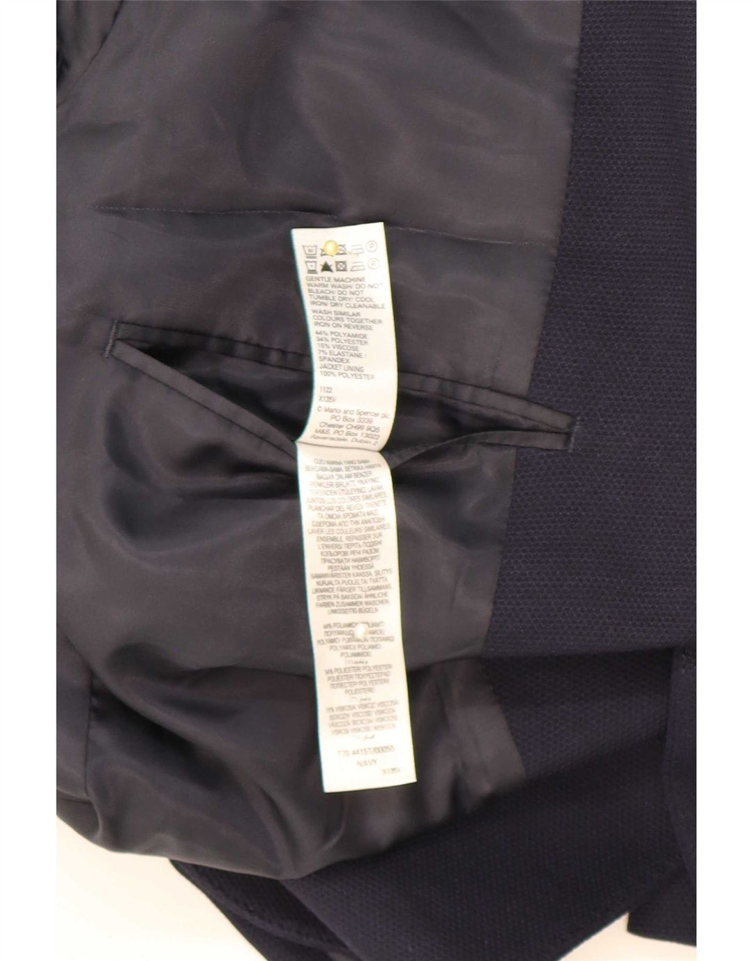 Marks & Spencer Mens 2 Button Blazer Jacket UK 42 Large Navy Blue Polyamide