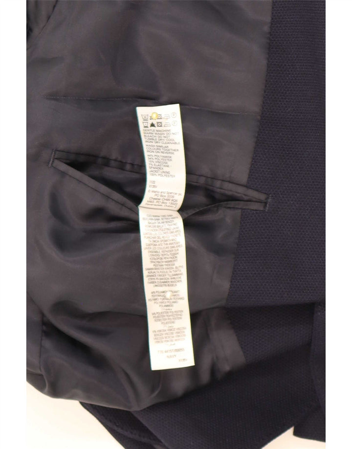 Marks & Spencer Mens 2 Button Blazer Jacket UK 42 Large Navy Blue Polyamide