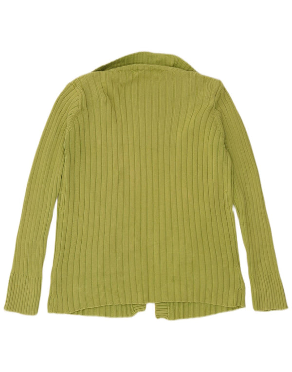 Zara Womens Open Cardigan Sweater UK 14 Medium Green Cotton
