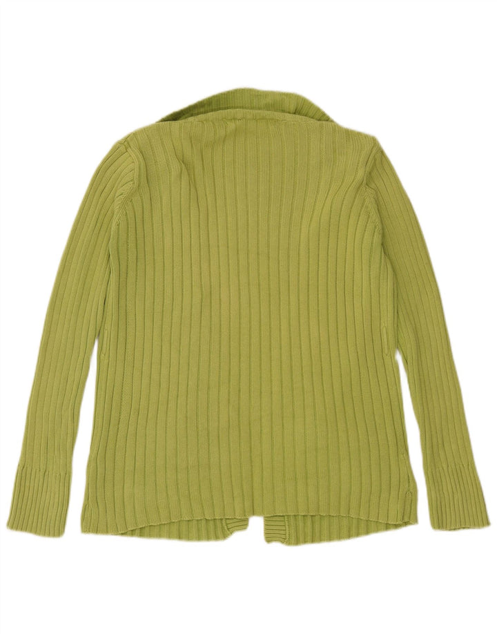 Zara Womens Open Cardigan Sweater UK 14 Medium Green Cotton