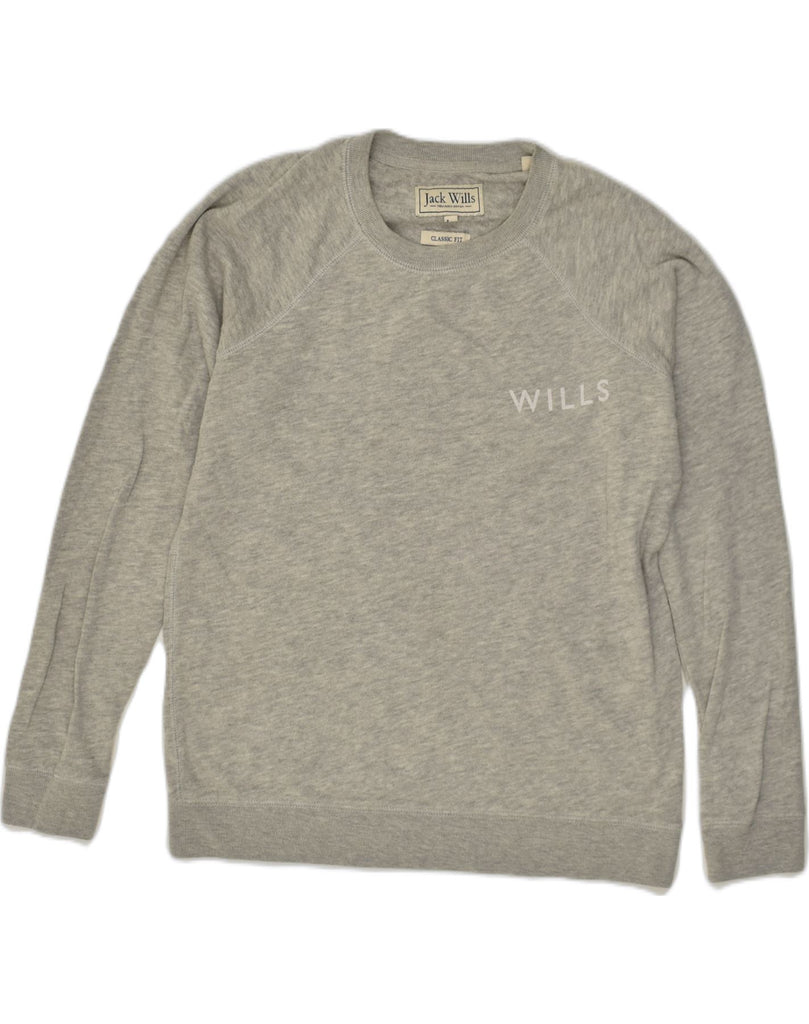 JACK WILLS Womens Classic Fit Sweatshirt Jumper UK 12 Medium Grey Cotton | Vintage Jack Wills | Thrift | Second-Hand Jack Wills | Used Clothing | Messina Hembry 