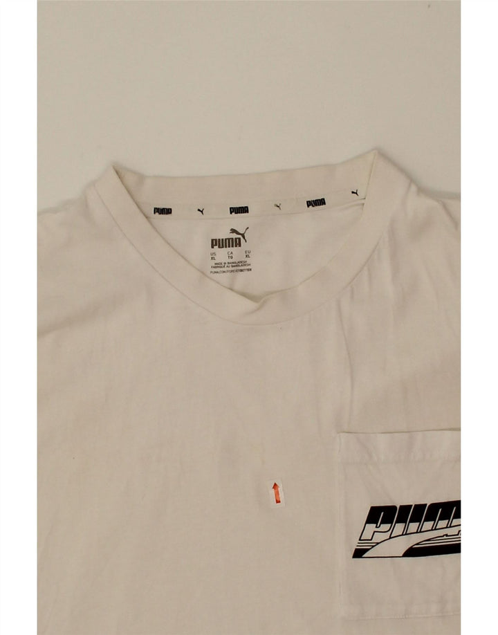 PUMA Mens Graphic T-Shirt Top XL White Cotton Vintage Puma and Second-Hand Puma from Messina Hembry 